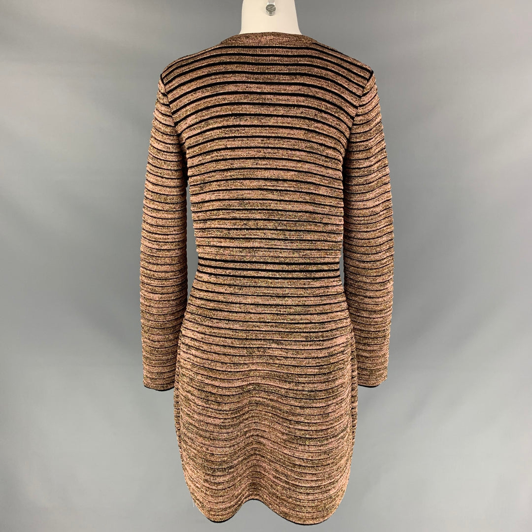 M MISSONI Size 8 Gold & Black Wool / Viscose Knitted Coat