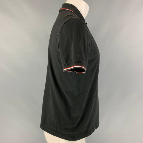 THEORY Size M Black Solid Cotton Polo