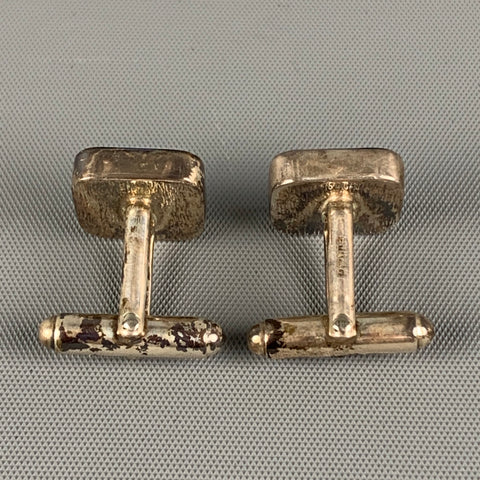 TATEOSSIAN RT Silver Black Blue Checkered Metal Cuff Links