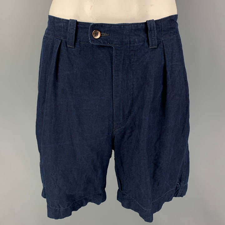 45rpm Size L Navy Linen Pleated Asama Shorts