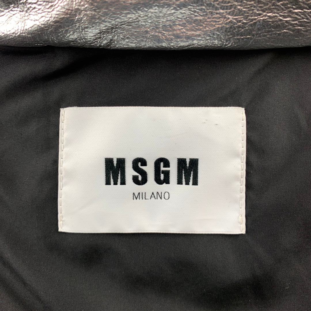 MSGM Size XL Silver Polyester Snap Button Hooded Jacket