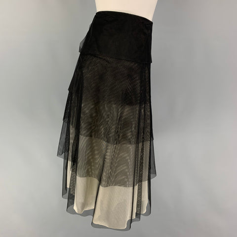 AKRIS Size 4 Black White Tulle Polyamide Layered Skirt