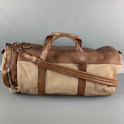 BRUNELLO CUCINELLI Bolsos de viaje de cuero marrón topo