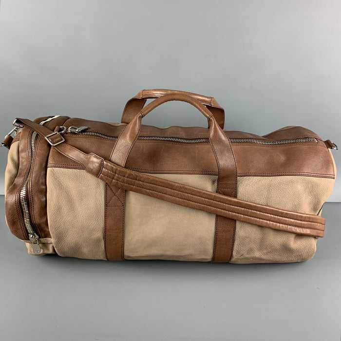 BRUNELLO CUCINELLI Taupe Brown Leather Duffle Bags