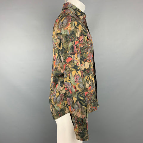 VALENTINO Size M Multi-Color Print Cotton Hidden Button Long Sleeve Shirt