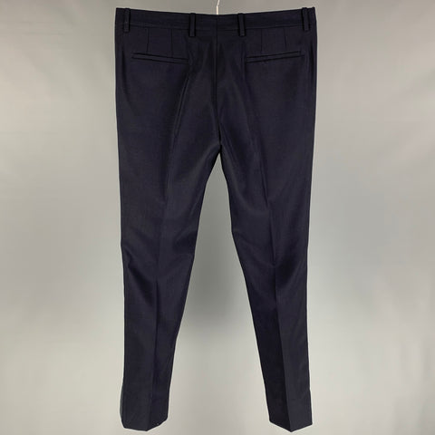 VIKTOR & ROLF Size 34 Navy & Black Mohair Tuxedo Dress Pants