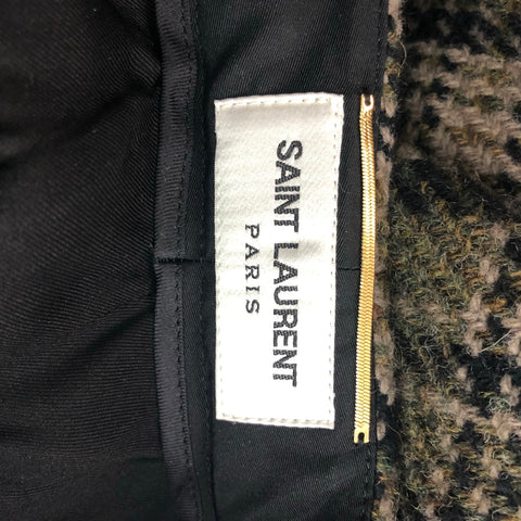 SAINT LAURENT Pantalón de vestir bermudas a cuadros de lana verde oliva Talla 0
