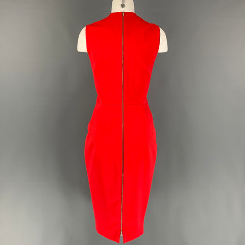 VICTORIA BECKHAM Size L Red Cotton Blend Sheath Dress