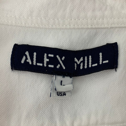 ALEX MILL Size L White Solid Cotton Button Down Long Sleeve Shirt
