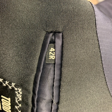TODD SNYDER Size 42 Regular Navy & Black Wool Peak Lapel Sport Coat