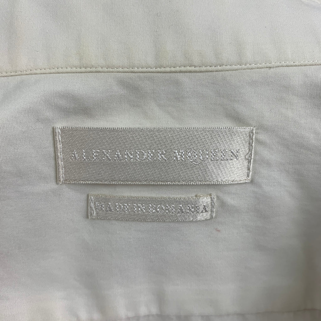 ALEXANDER MCQUEEN Size M White Gold Cotton Button Down Long Sleeve Shirt