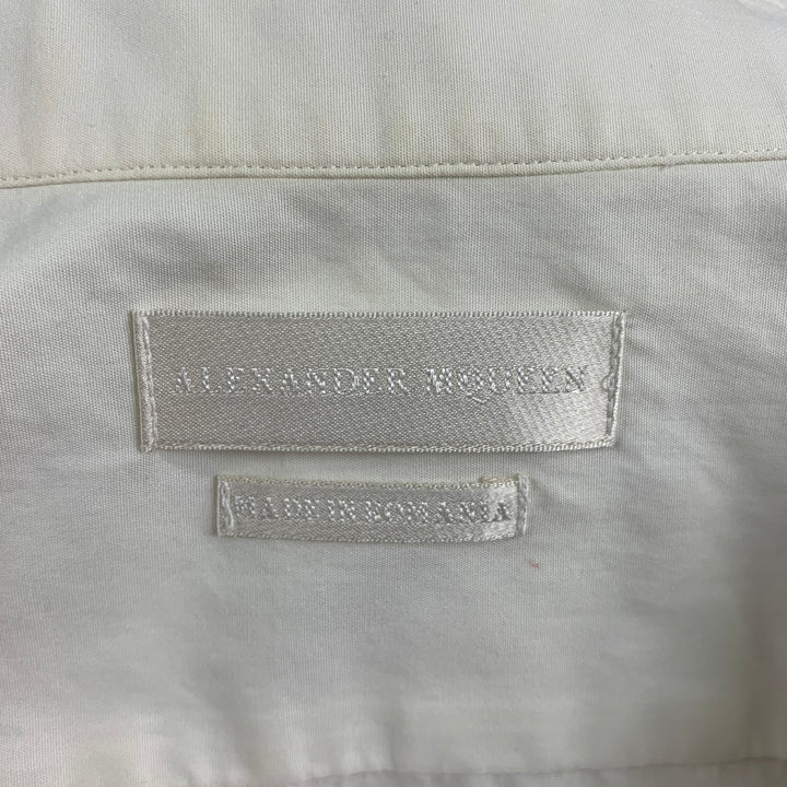 ALEXANDER MCQUEEN Size M White Gold Cotton Button Down Long Sleeve Shirt