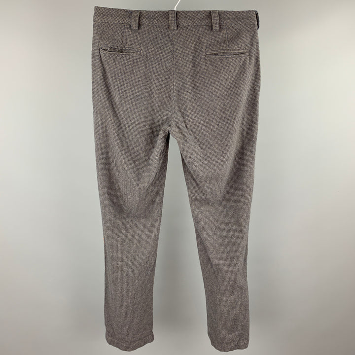 BSBEE Taille 34 Pantalon habillé en laine / polyester pied-de-poule gris et bleu marine avec braguette zippée