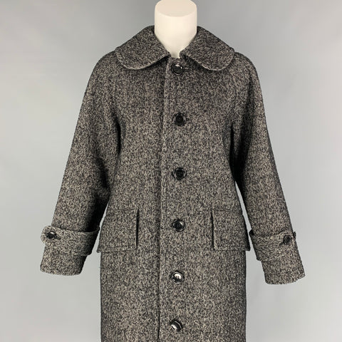 COMME des GARCONS TRICOT Talla M Abrigo de espiga de mezcla de lana blanca y negra