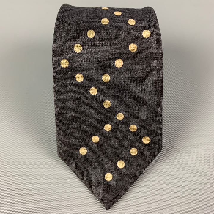 MATSUDA Black Cream Dots Linen Tie