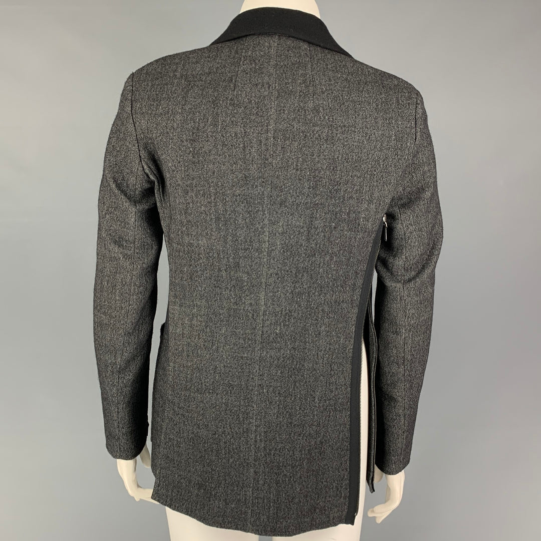 AKRIS Size 8 Black Grey Wool Nailhead Jacket Blazer
