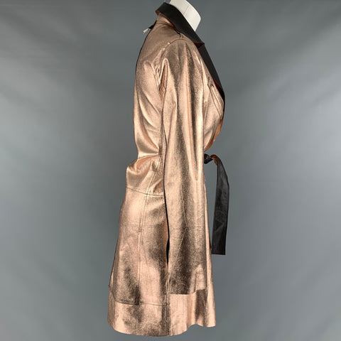COLLECTION PRIVÉE ? Manteau réversible métallisé en cuir doré taille 6