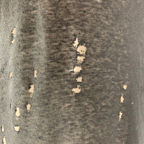 IRO Size S Black Distressed Linen Crew-Neck T-shirt