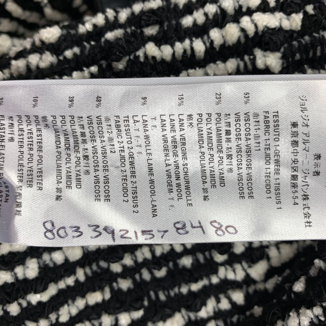 GIORGIO ARMANI Taille 4 Manteau boutonné tissé en mélange de viscose blanc noir