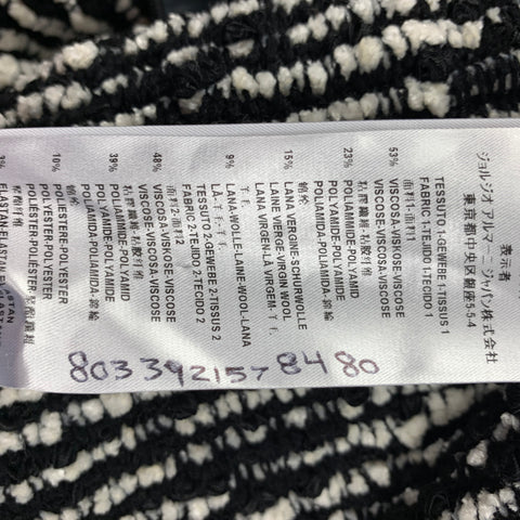 GIORGIO ARMANI Talla 4 Abrigo abotonado tejido en mezcla de viscosa blanca y negra