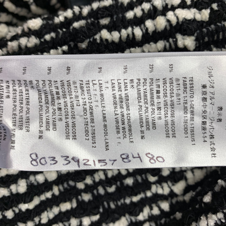 GIORGIO ARMANI Taille 4 Manteau boutonné tissé en mélange de viscose blanc noir