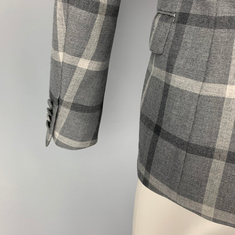 MARKA TAILOR Size 36 Grey Plaid Wool Notch Lapel Sport Coat