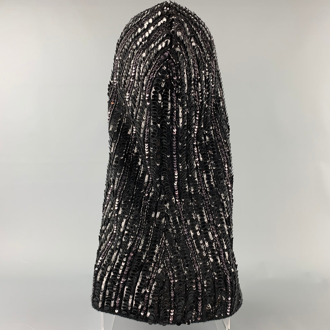 DOLCE &amp; GABBANA Gorro bufanda con capucha en mezcla de lana y lentejuelas de punto negro