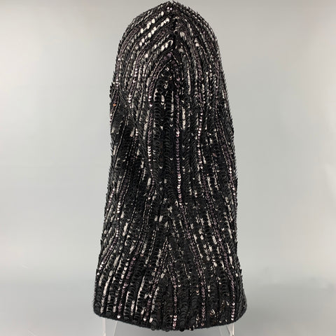 DOLCE &amp; GABBANA Gorro bufanda con capucha en mezcla de lana y lentejuelas de punto negro
