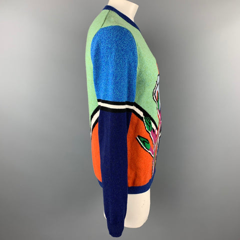 PAUL SMITH Size L Multi-Color Floral Wool Crew-Neck Sweater