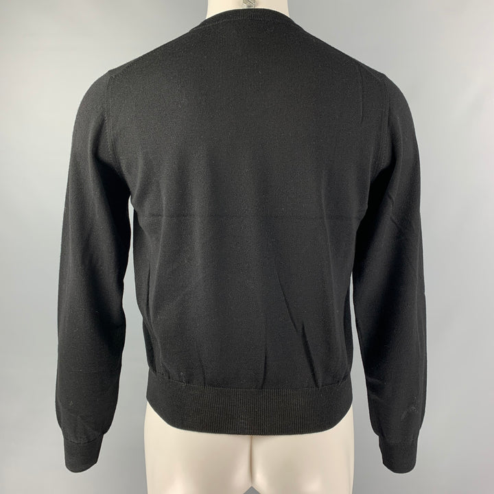 DOLCE & GABBANA Size S Black Knitted Wool V-Neck Pullover