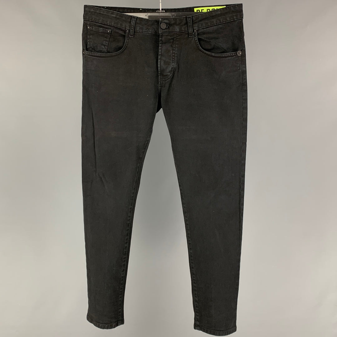 TAKESHY KUROSAWA Taille 38 Jean slim en coton noir avec braguette boutonnée