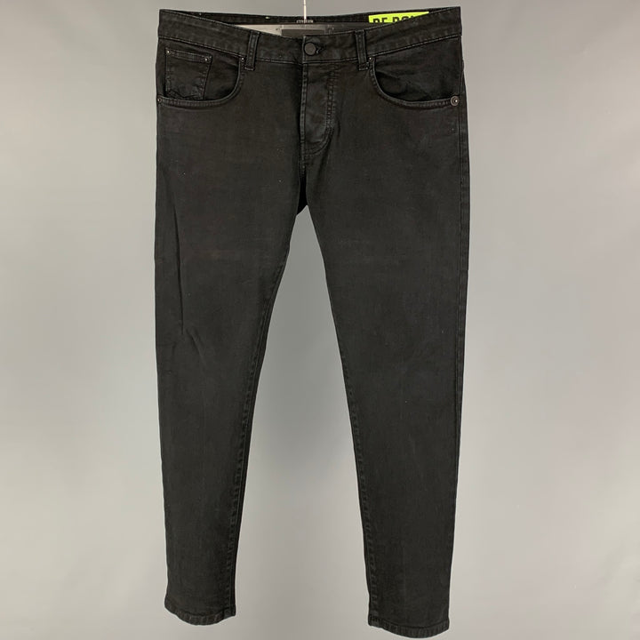 TAKESHY KUROSAWA Taille 38 Jean slim en coton noir avec braguette boutonnée