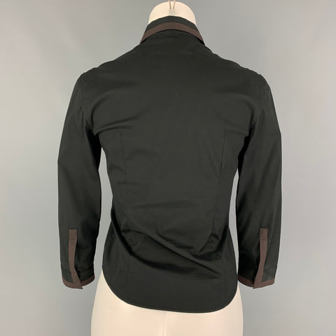 PRADA Size 2 Black Brown Cotton Nylon Blouse