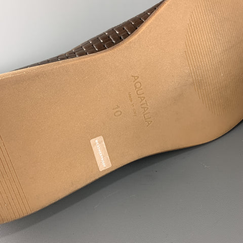 AQUATALIA Mocassins à enfiler en cuir tressé marron taille 10