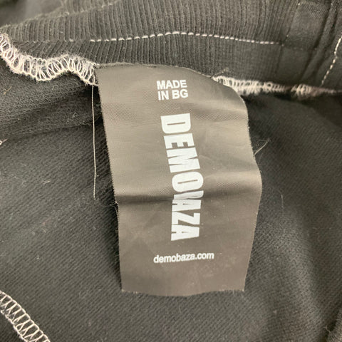 DEMOBAZA Size S Black White Contrast Stitch Cotton Drop-Crotch Shorts