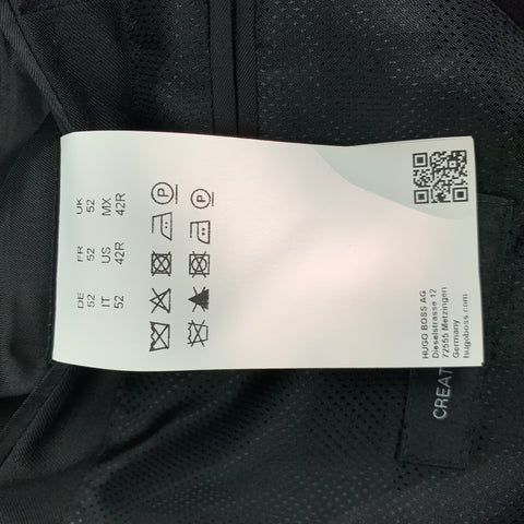HUGO BOSS Super 120 Taille 42 Manteau de sport à revers cranté en laine noire régulière