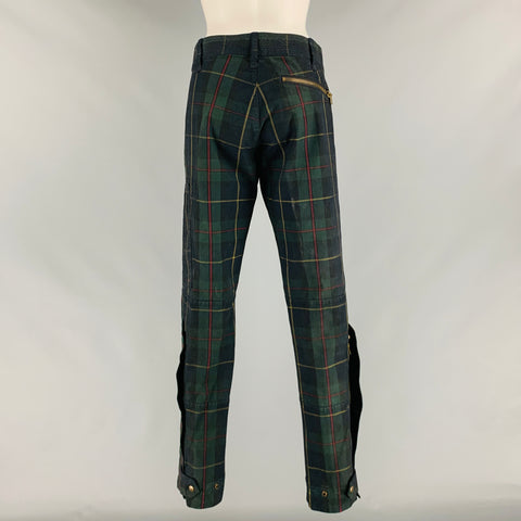 RALPH LAUREN Size 34 Navy Green Cotton  Elastane Plaid Low Rise Casual Pants