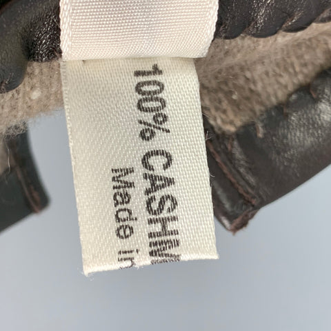 CALVIN KLEIN Brown Leather Cashmere Gloves