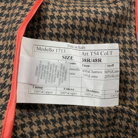 PAUL SMITH Soho Fit Size 38 Regular Brown Houndstooth Camel Hair / Wool Double Breasted Sport Coat