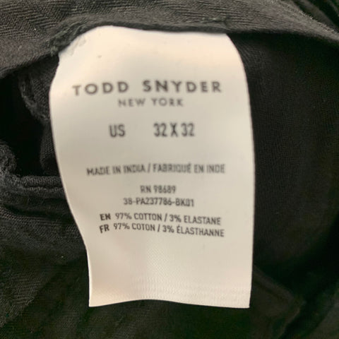 TODD SNYDER Size 32 Black Solid Cotton Zip Fly Casual Pants