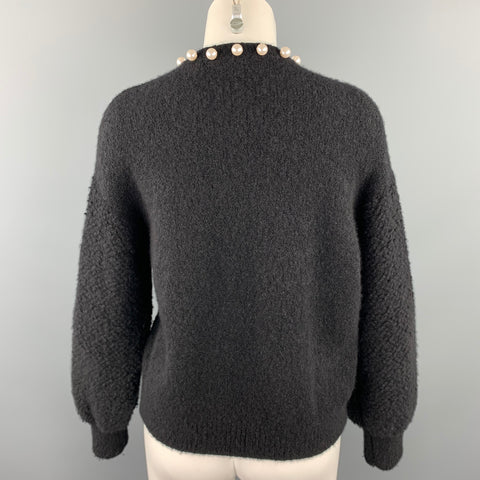 CHANEL Size 6 Black Knitted Textured Cashmere Blend Cardigan