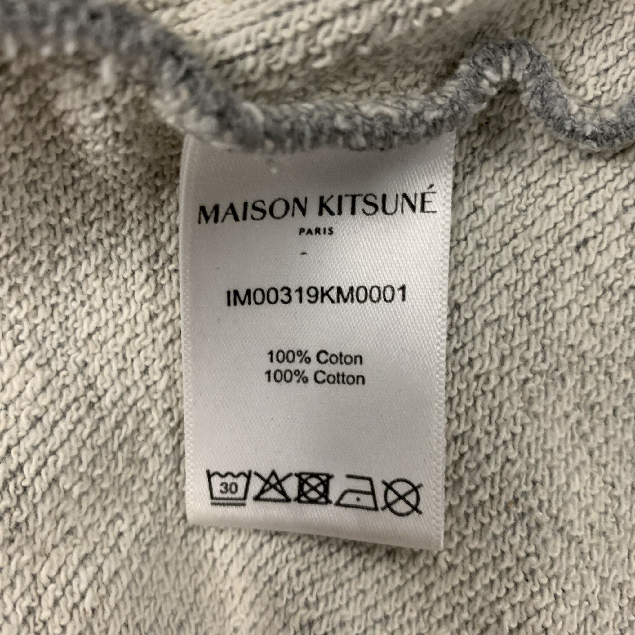 【送料&関税込】Maison KitsunAC Sweatshirt With Logo Print MAISON KITSUNE Size L Grey Logo Cotton Crew-Neck Sweatshirt