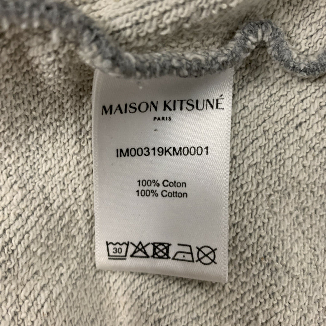 MAISON KITSUNE Size L Grey Logo Cotton Crew-Neck Sweatshirt