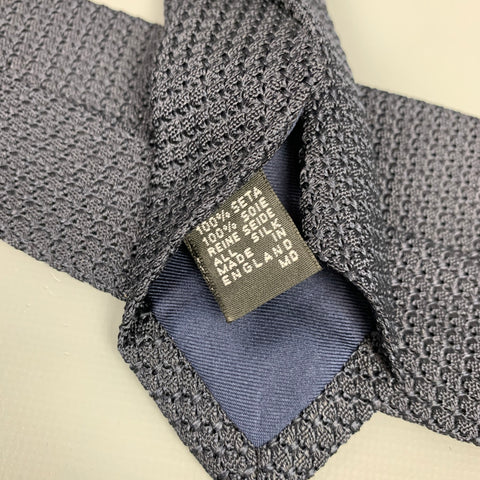 DRAKES LONDON Navy Textured Silk Tie