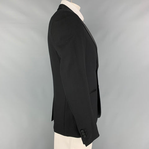 SANDRO Size 42 Black Wool Peak Lapel Sport Coat