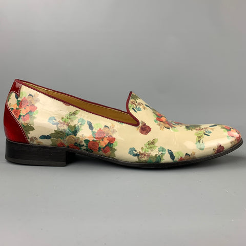 JOHN FLUEVOG Size 12 Multi-Color Floral Patent Leather Slip On Loafers