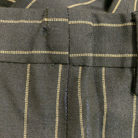 PRADA Size 34 Navy Cream Pinstripe Viscose Linen Pleated Suit