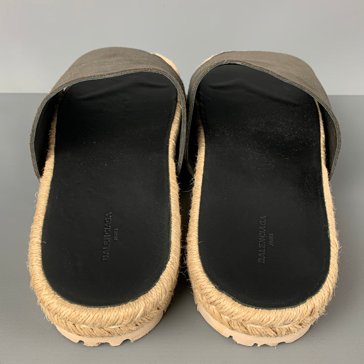 BALENCIAGA Size 11 Grey Black Natural Rope Espadrille Sandals