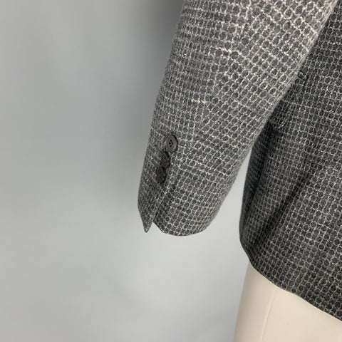 ETRO Size 40 Grey Light Grey Window Pane Wool Cotton Sport Coat