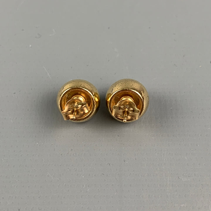 CHANEL Gold Metal CC Stud Earrings